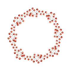 Obraz premium New Years Christmas hand drawn watercolor wreath of branch with berries