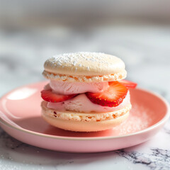 strawberry macaron ice cream sandwich