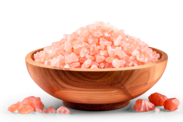 pink himalayan salt in a bowl isolated on transparent background, png file