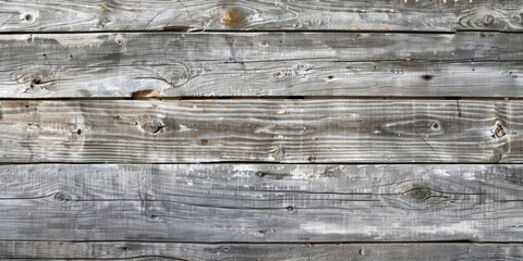 Obraz premium Weathered grey wood background with aged texture and visible grain: Ideal for vintage or coastal themes, the aged texture and visible grain of grey wood evoke a sense of history and charm