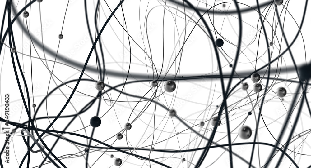 Poster The structure of the network connection of points and lines. Data technology.