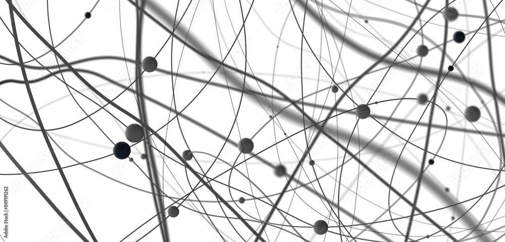Fototapete Abstract digital background of points and lines. Glowing plexus. Big data. Network or connection.