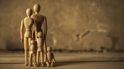 Wooden figures illustrate the notion of togetherness and mutual aid.