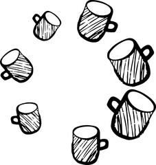 sketchy mugs decor vector silhouette