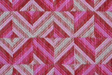 Close-up photo of checkered fabric, beautiful, bright colors, checkered pattern.