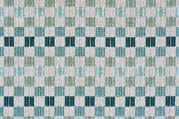 Close-up photo of plaid fabric, bright and beautiful colors.