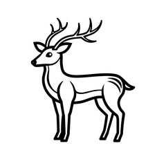 Fototapeta premium Deer icon. Minimalist black and white illustration of a deer standing in profile. Vector illustration.