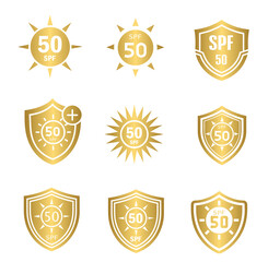 SPF 50 golden sun, shield icons