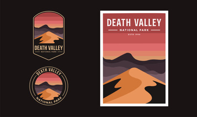 Set of Death Valley National Park graphic illustration badge poster vector