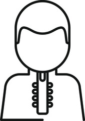Simple line drawing of a male doctor wearing a lab coat with a zipper