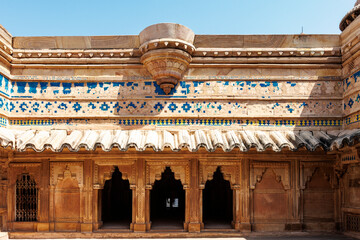 Fototapeta premium Ornate Interior of Man Singh or Man Mandir Palace, Gwalior Fort in Gwalior, Madhya Pradesh, India, Asia