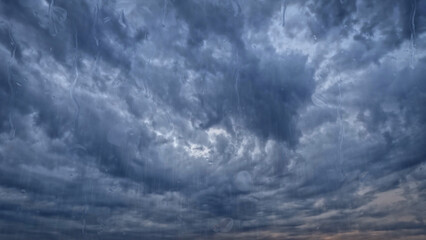 heavy rain on sky with clouds - cute weather background - photo of nature