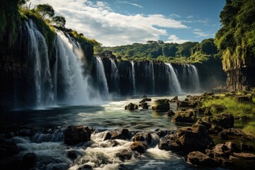 Fototapeta premium Stunning landscape Guatin canyon and thermal pools in Puerto Iguazú, Argentina., generative IA