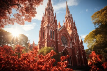 Historical Church of San Pedro in Puerto Iguazú, Argentina., generative IA