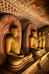 Buddha statues in Dambulla cave temple, Sri Lanka.