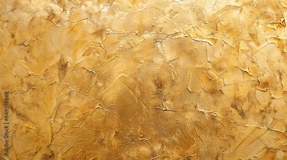 Poster textured background showing cracking and brushstrokes in gold colored paint