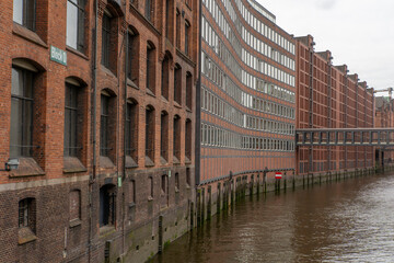 Buildings with brick facade in Hamburg, Germany