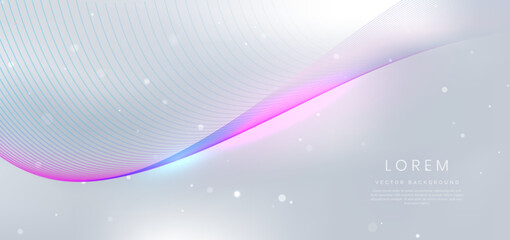 Abstract elegant white background with colorful dynamic wave lines and lighting effect.