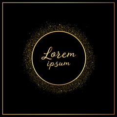 Gold round thin frame with gold glitter and space for your text template design for banner, greeting card, postcard, poster vector illustration.