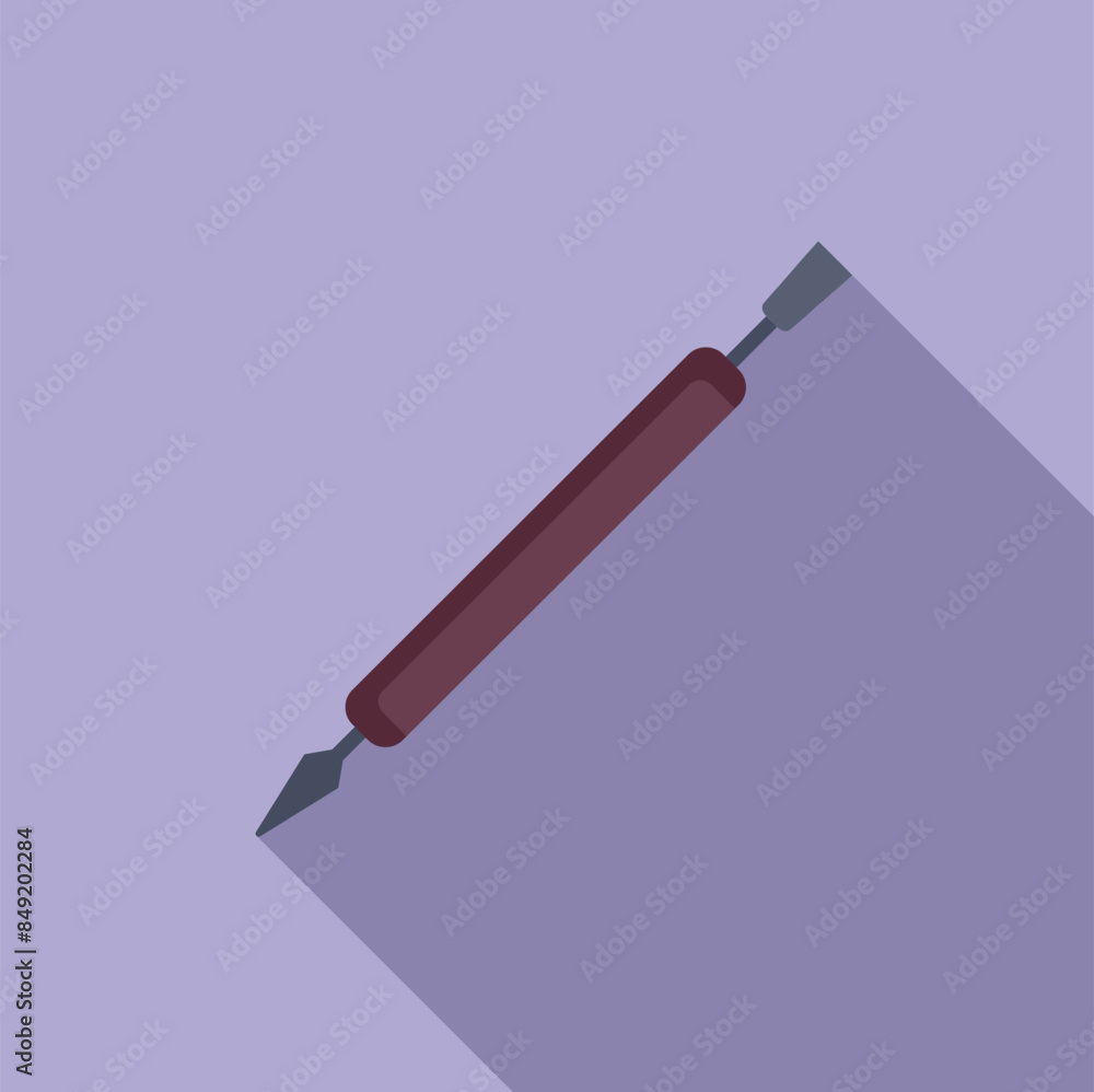 Poster wood carving tool chisel icon in flat style with long shadow on a purple background