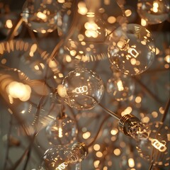 Illuminating Cluster of Glowing Light Bulbs in Serene Studio Setting Captivating Interplay of Light and Form