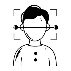 An outline style icon of face scan 