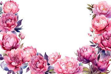 frame of peonies with space for text, base for a cosmetic banner with copy space