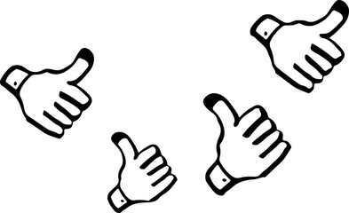 Thumbs up decor pattern vector silhouette. repeating.