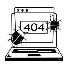 Editable hand drawn icon of a website bug 