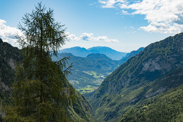 Fototapeta premium Cloudy mountain peaks of The Dolomites at the Brenta Adamello Mountains, Trentino, Italy