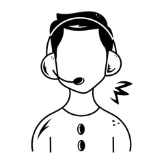 Modern doodle icon of customer service