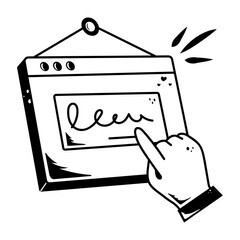 Modern doodle icon depicting website information 