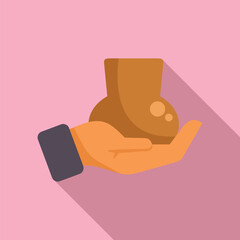 Potter showing a just finished clay pot