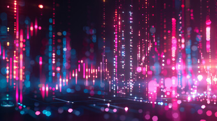 Obraz premium Abstract data flowing downwards in colorful lines and particles