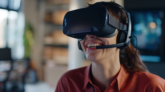 The woman in VR headset