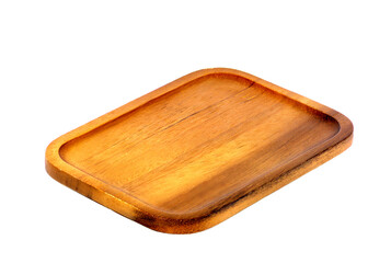 Brown wooden coasters isolated on white background.