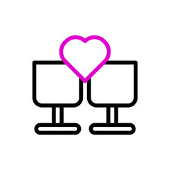 Wedding love icon duocolor black pink