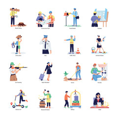 Fototapeta premium Set of Professional People Flat Illustrations