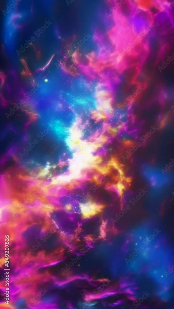 Aufkleber Vibrant and colorful nebula in deep space with bright stars and interstellar clouds. Cosmic phenomena and outer space exploration concept
