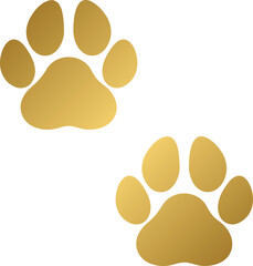 Golden dog paw print silhouette