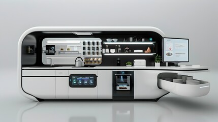 High-Tech Futuristic Smart Kitchen with AI-Powered Cooking Solutions and Smartphone
