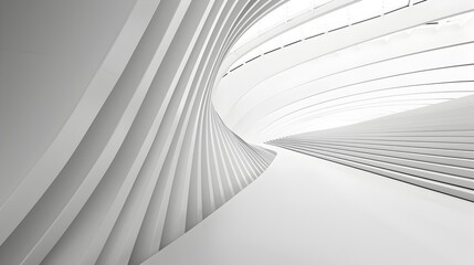 Naklejka premium Minimalist Architectural Tunnel with Curving Geometric Shapes and Contrasting Shadows