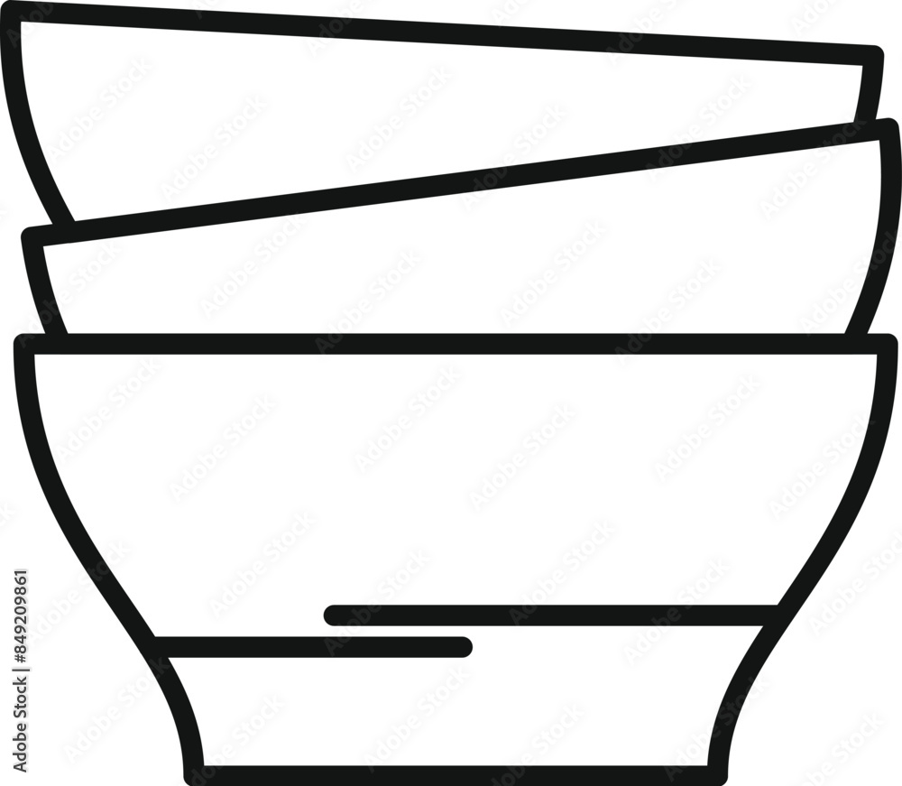 Poster simple line drawing of three empty bowls stacked on top of each other