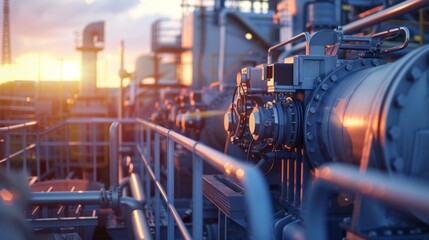 A large industrial plant with a lot of pipes and valves