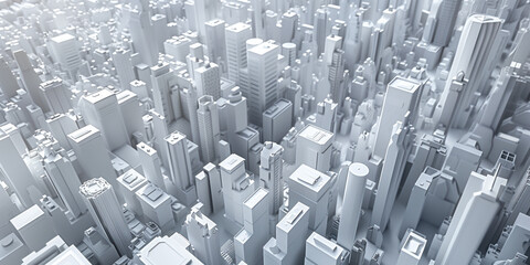 Fototapeta premium Birds Eye view of a modern city. Urban concept. White clay 3D rendering. Created with Generative AI technology.