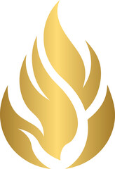 Golden flame icon, logo