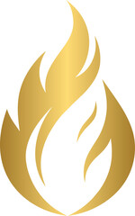 Golden fire flame sign, flame symbol