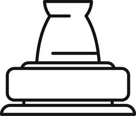 Outline style icon of a modern design electric kettle standing on a kitchen countertop