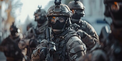 Elite Antiterrorist Unit in a High-Risk Operation. Concept Counterterrorism, Special Forces, Tactical Operations, Hostage Rescue, Sniper Team
