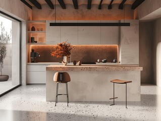 Stock photograph of a minimal and modern kitchen